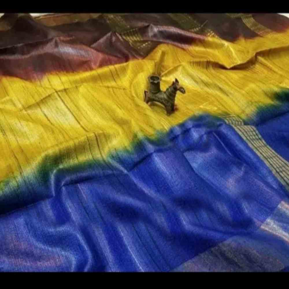 Tussar Saree with Madhubani Bride, Doli, and Kaahar Painting